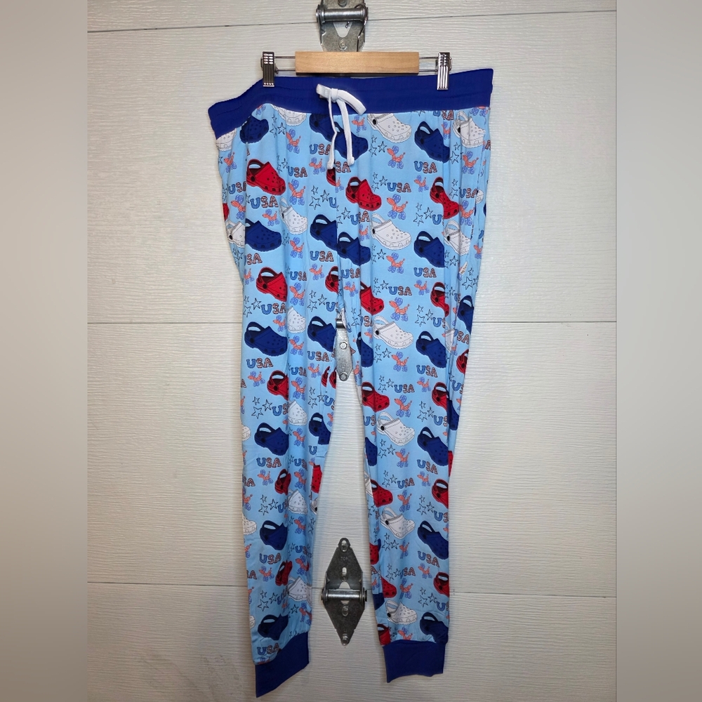 NWT Patriotic Bamboo Pajama Bottoms - Adults Blue and Red